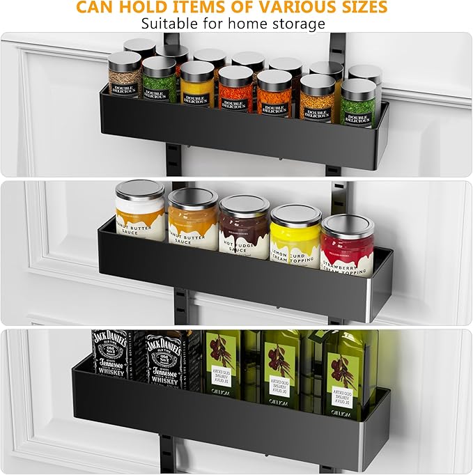 masadi Over The Door Pantry Organizer, 9-Tier Black Pantry Door Organizer, Hanging Spice Rack, Adjustable Pantry Organizers and Storage, Laundry Room Organization for Home & Kitchen Essentials
