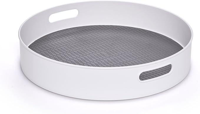Copco Under-Sink Pantry and Cabinet Organizer, 18-Inch, Revolving Storage Solution, White and Gray