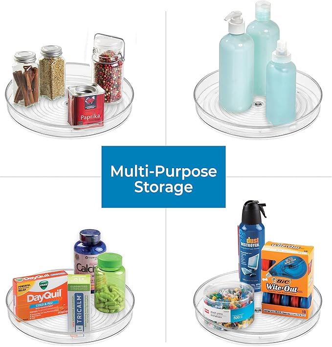 iDesign Linus Turntable, Kitchen Pantry or Countertop Organization, 9" Inch, Clear, 2 Count