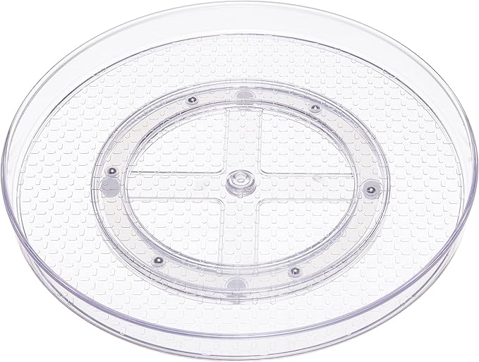 Amazon Basics 2 Tier Lazy Susan Turntable Organizer, 12" Diameter, 2-Pack, Clear