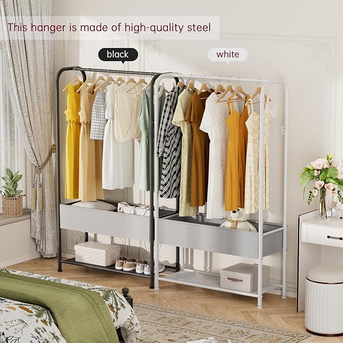 SINGAYE Clothes Garment Coat Rack Drying Clothing Racks Metal Freestanding for Hanging Clothes Portable Closet for Laundry Bedroom White