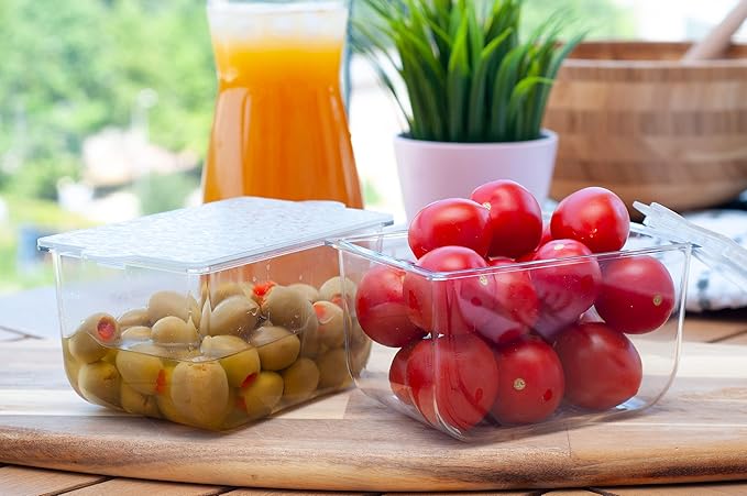 Condiment Storage Containers | Set of 2 Small Organizers with Lids for Refrigerator | Dishwasher Safe | Made in USA