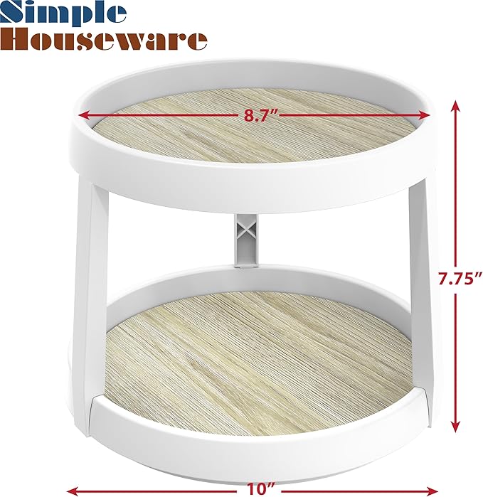 Simple Houseware 2 Tier Turntable Lazy Susan Multifunctional Organizer, Maple