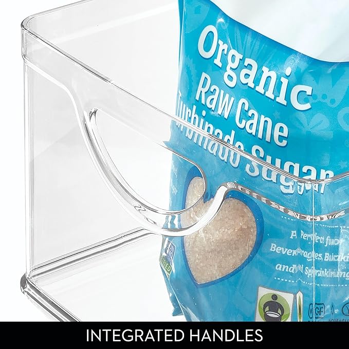 iDesign Pantry Storage Bins with Handles for Cabinets or Fridge - Set of 4 - Clear - Made in USA