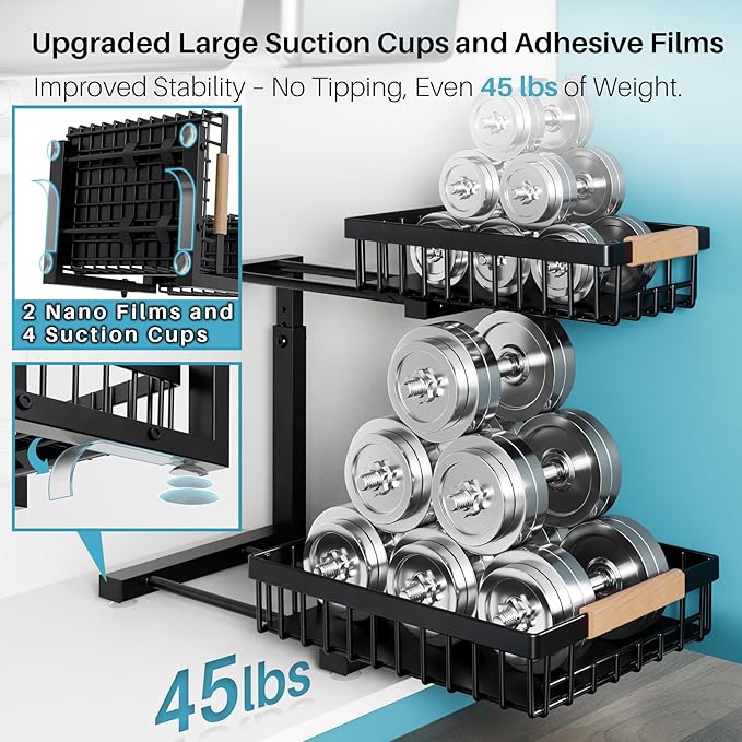 2-Packs 2-Tier Under Sink Organizers – Upgraded 3.0 Version, Sliding Pull-Out Cabinet Storage Shelf, Metal Drawer for Kitchen, Bathroom, Pantry & Closet Organization Rack, Rust-Resistant & Heavy-Duty