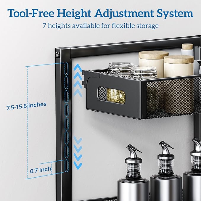 Organizer and Storage for Kitchen, Bathroom, Under Sink, Upgraded Guide Rail Design Smoothly Pulls Out Cabinet Organizer and Slides Out Sink Shelf Cabinet Storage Shelves XL