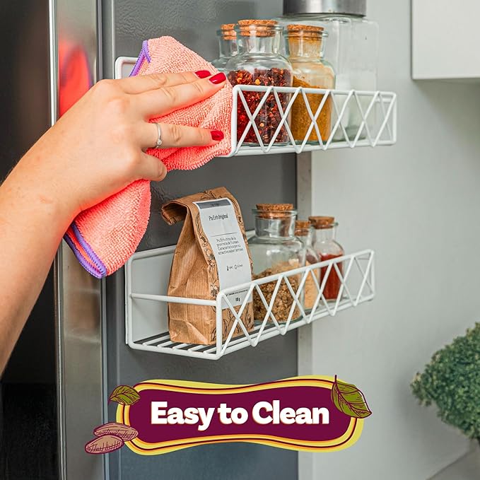 Set of 6 Magnetic Spice Rack to Elevate Your Culinary Haven with The Exquisite Premium & Durable Carbon Steel for Effortless Kitchen Organization & Timeless Style
