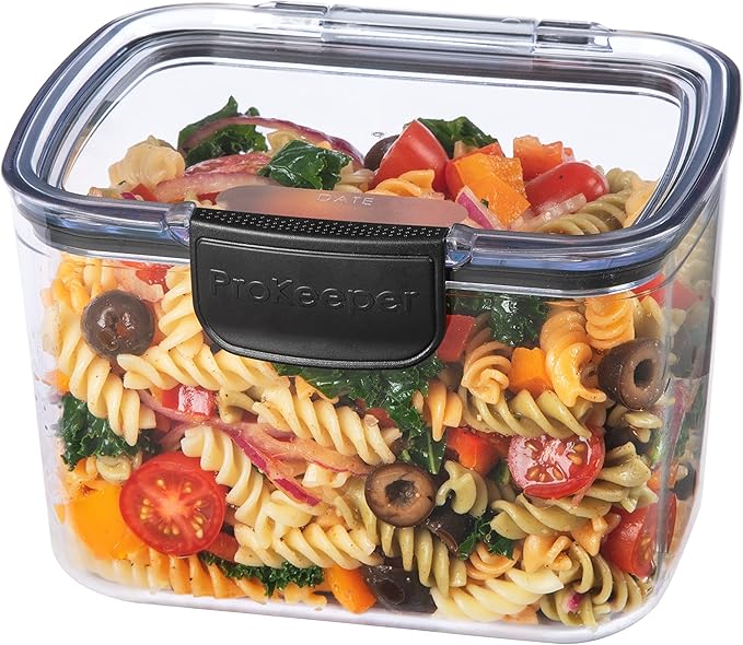 Progressive Prokeeper + Deli Storage Set: Air-Tight Silicone Sealed Containers w Grooved Bottom, Dry Erase Lid, BPA-Free, Stackable, Keeps Meats & Cheeses Fresh Longer, PKS-706C Tall Deli 1.65L