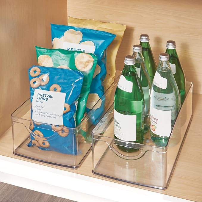 iDesign Plastic Kitchen Cabinet Storage Bin with Handles - Clear - Made in USA
