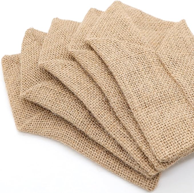 AOKQYA Silverware Pouches for Table Burlap Utensil Holder Pouch Burlap Flatware Pouch for Cutlery Wedding Table Setting 10 Pieces (Triangle)