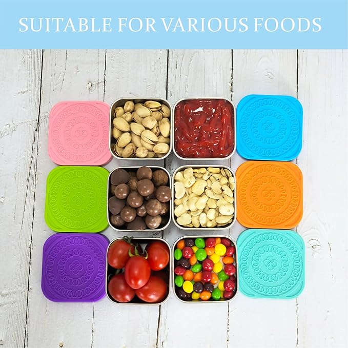 F.Y.Dreams 304 Stainless Steel Snack Containers for Kids, (6oz, Set of 6) Stackable Small Food Containers with Leakproof Silicone Lids, Metal Toddler Lunch Boxes for Daycare and School