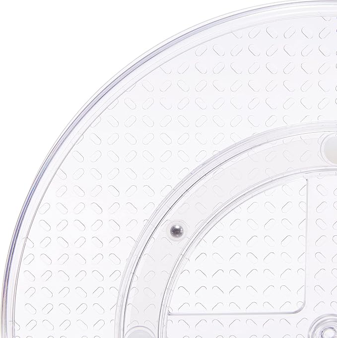 Amazon Basics 2 Tier Lazy Susan Turntable Organizer, 12" Diameter, 2-Pack, Clear