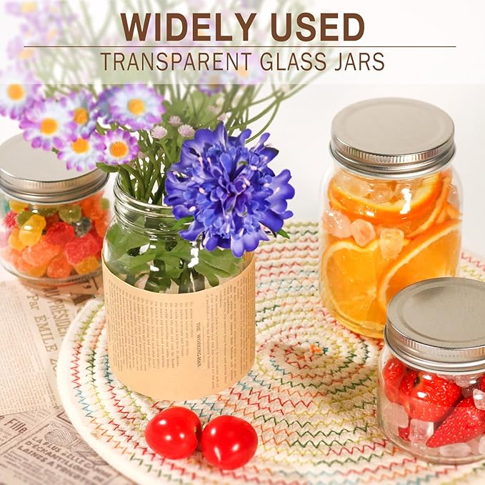 GUEQUITLEX Glass Mason Jars With Lids Genuine Preserve Jar 8oz, Canning Jars for Food Storage, Dry Food, Snacks, Candies, DIY Projects 8 Pack