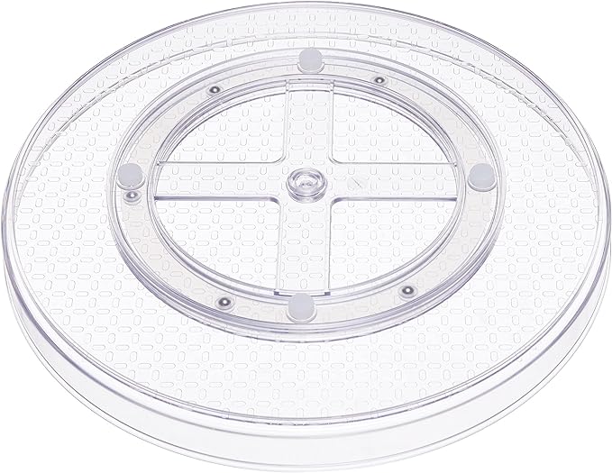 Amazon Basics 2 Tier Lazy Susan Turntable Organizer, 12" Diameter, 2-Pack, Clear