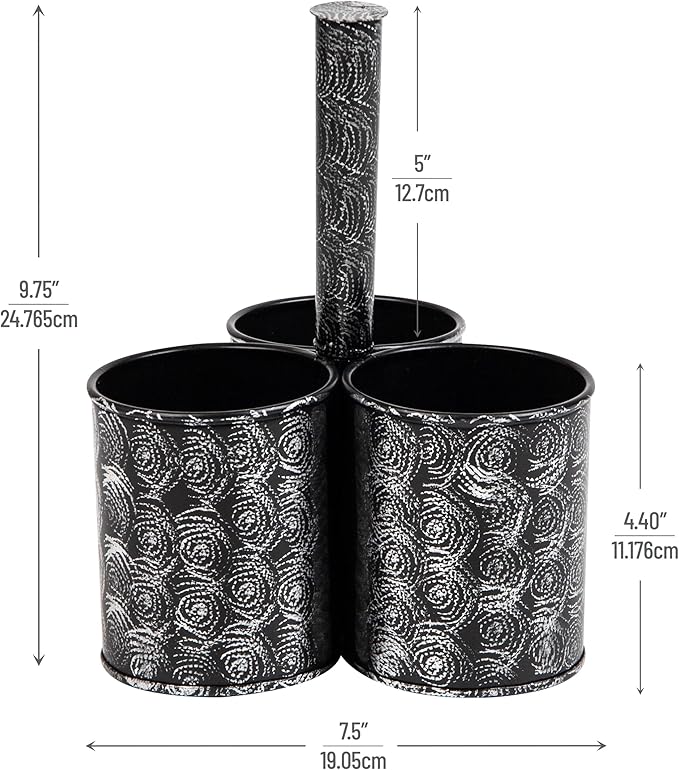 Mind Reader Utensil Holder, Silverware Organizer, Caddy, Cutlery Holder, Galvanized Metal, 7" L x 7" W x 9.5" H, Silver