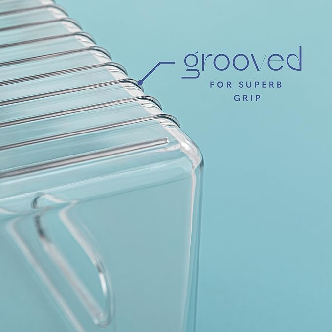 Plastic Food Storage 6 Pack Clear Container Bin with Handles for Organizing Kitchen, Pantry, Fridge, Freezer, Pantry, Bathroom. 14"x6"5"