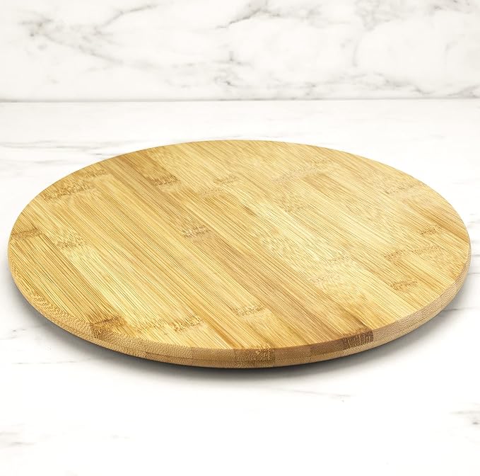 Lazy Susan Organizer for Cabinet, Pantry or Tabletop – 14" Bamboo Turntable for Kitchen, Counter or Spice Rack Storage