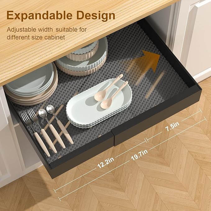 2 Pack 16.8" Deep Pull Out Drawers for Cabinets, Expandable Slide Out Drawers for Kitchen Cabinets, Pull Out Cabinet Organizer Roll Out Shelves for Pantry(Width 12.2"-19.7", Black)
