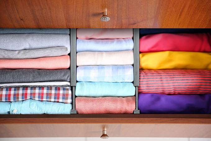 Homemaid Living Bamboo Drawer Dividers Adjustable and Expandable, Kitchen Drawer Organizer, Ideal for Silverware, Dresser Drawer Organizer or Bedroom, Bathroom Drawers Organizers (4pk)