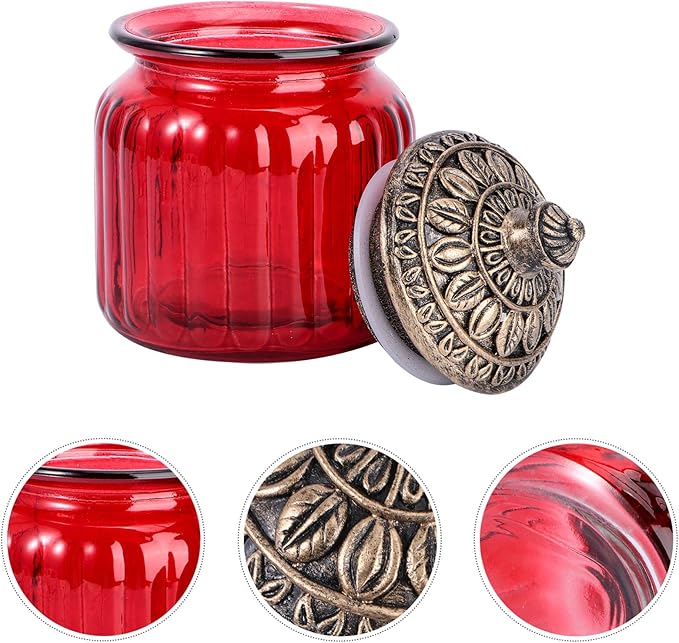 BESPORTBLE 1pc Red Airtight Jar Sealed Jar Sealed Canister Storage Can Storage Container Sealed Bottle Glass Can Glass Jar Sealing Can Tea Jar Storage Jar Storage Tank Food Container