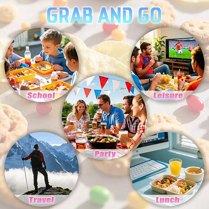 12Pcs Snack Pack Containers, Double Compartment Condiment Containers with Lids, Reusable Small Sauce Dipping Containers, Grab and Go Snack Containers, Disposable Snack Box Container for Kids Adults