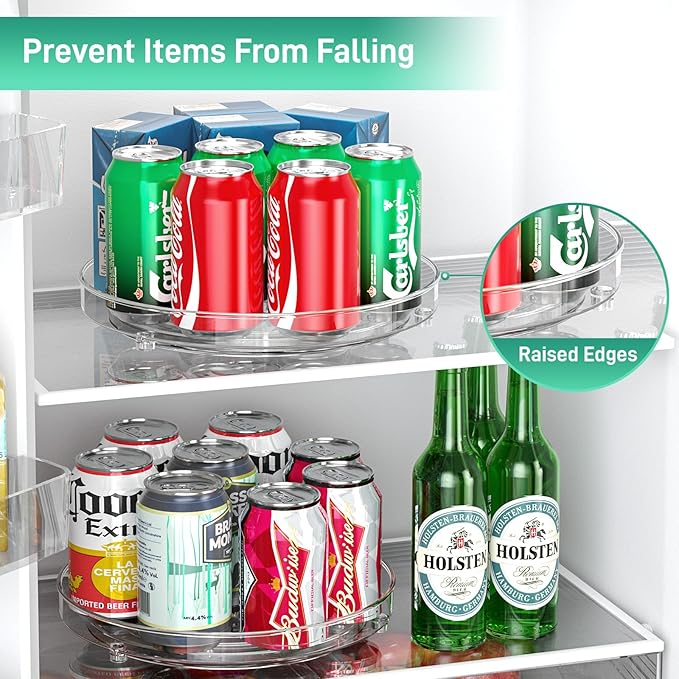 2 Pack Lazy Susan Organizer, 9.5 Inch Lazy Susan Turntable for Cabinet, Refrigerator Organizer for Pantry Organizers and Storage, Non-Skid Fridge Organizer