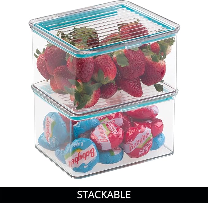 iDesign Small Food Storage Box with Airtight Seal for Kitchen or Pantry Storage - Set of 4 - Clear