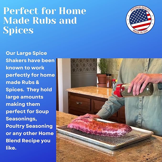 JARMING COLLECTIONS Glass Spice Jars with Shaker Lids - Spice Containers 16 oz Popcorn Seasoning Shaker or Parmesan Cheese, Cinnamon Sugar Dispenser
