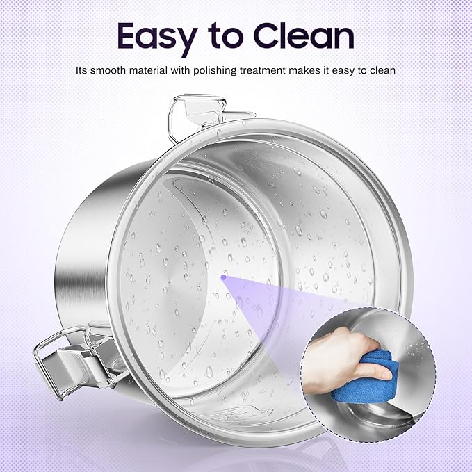 Stainless Steel Airtight Canister for Kitchen, Canisters Container with Lids, Three-buckle Sealing, Airtight Food Storage Container, for Home Hotels and Canteens for Rice, Flour, Grain, Coffee Bean