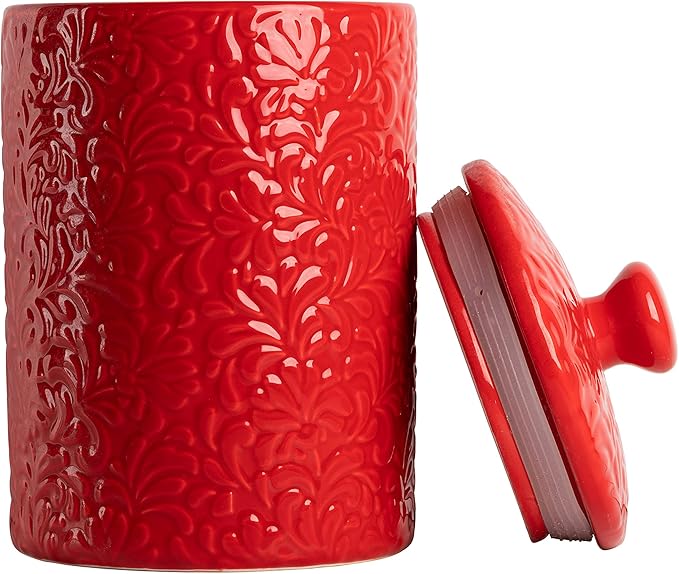 10 Strawberry Street Kitchen Canister Set, Fleur Red, 3 count (Pack of 1)