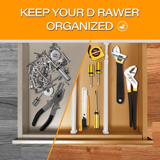 HiYZ Expandable Drawer Dividers, Large Kitchen Utensils Drawers Divider, 2.36" High Adjustable Drawer Organizers Separators for Clothing,Kitchen Utensils,Tools,12 Long Dividers(12.6"-22.8")