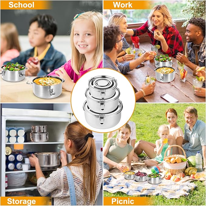 Premium Stainless Steel Food Storage Containers 304 Grade The Original Leak-Proof, Airtight, Smell-Proof - Perfect For Camping Trips, Lunches, Leftovers, Soups, Salads