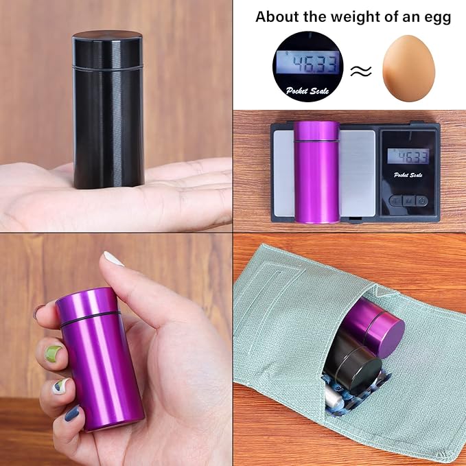 Smell Proof Jar, Portable Airtight Storage Container With Silicone Ring, 42ml Multi-Use Aluminum Stash Bottle for Coffee, Herb & Spice Keep Fresh (Blue-2pcs)