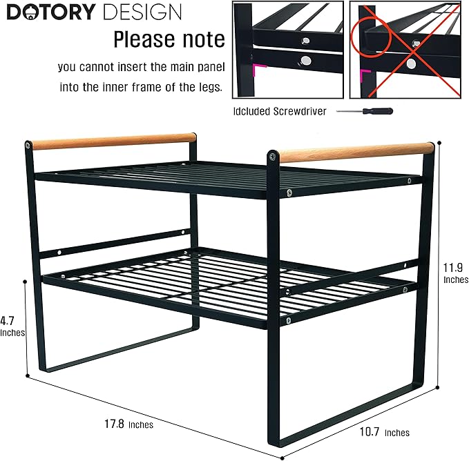 2 Tier Large and Wide Countertop Shelves - Pantry Organizers and Storage - Kitchen Shelves Organizers for Counter,Cabinet, Shelf Cupboard - Spice Rack Organizer (Large)