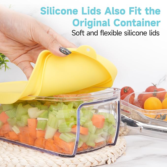 2 Packs Fridge Organizer Food Storage Containers Bins Compatible with Fullstar Chopper, Veggie Container, BPA-Free Food-grade, Clear Veggie Prep Containers, Airtight Food Containers for Chopped Veggie