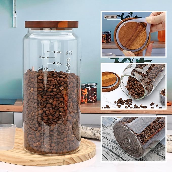 100 oz Glass Storage jars with Airtight Lids, Cereal Containers Storage,Large Glass Storage Jars for Pantry Organizationfor Flour, Coffee Beans, Rice, Tea, Biscuits, Sweets, Wedding, Pack of 2