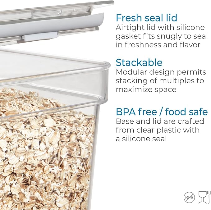 iDesign Small Food Storage Bin with Airtight Lid for Kitchen or Pantry Storage - Set of 4 - Clear