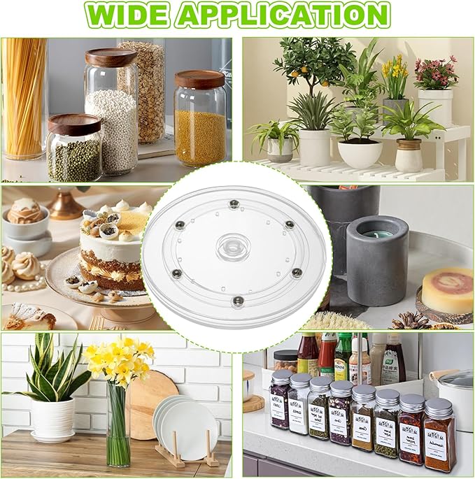 6 PCS Small Lazy Susan 6 Inch Lazy Susan Turntable Turntable Organizer Clear Acrylic Lazy Susan Acrylic Ball Bearing Rotating Tray Mini Lazy Susan for Spice Rack Table Kitchen Pantry Decorating