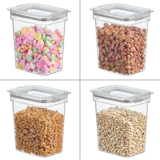 iDesign Small Food Storage Bin with Airtight Lid for Kitchen or Pantry Storage - Set of 4 - Clear