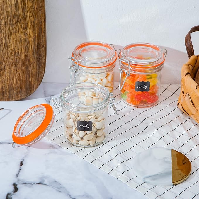 Encheng Glass Jars With Airtight Lids, Mason Jars 8 oz,Glass Jar With Leak Proof Rubber Gasket 250ml,Storage Jars With Hinged Lid for Home and Kitchen,Glass Containers With Lids 12 Pack