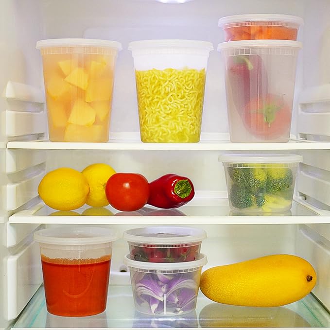 TashiBox 48 Sets 32 oz Plastic Deli Containers with Lids - Clear Airtight Food Storage & Meal Prep Containers, BPA Free, Stackable, Leakproof, Microwave & Freezer Safe
