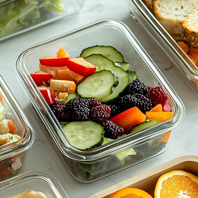 UMEIED 12 PACK Glass Food Storage Containers with Leak Proof Lids, Glass Airtight Meal Prep Containers Set for Lunch, On the Go, Leftover, Kitchen Pantry Organizers and Storage (Mint Green)
