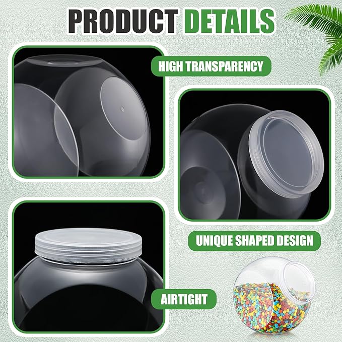 2 Pcs Plastic Candy Jar with Lid 192 oz/ 1.5 Gallon Large Slanted Storage Jar Clear Food Storage Canisters for Cookies Jelly Beans Snacks Candy Buffet Indoor Outdoor Wedding (White)