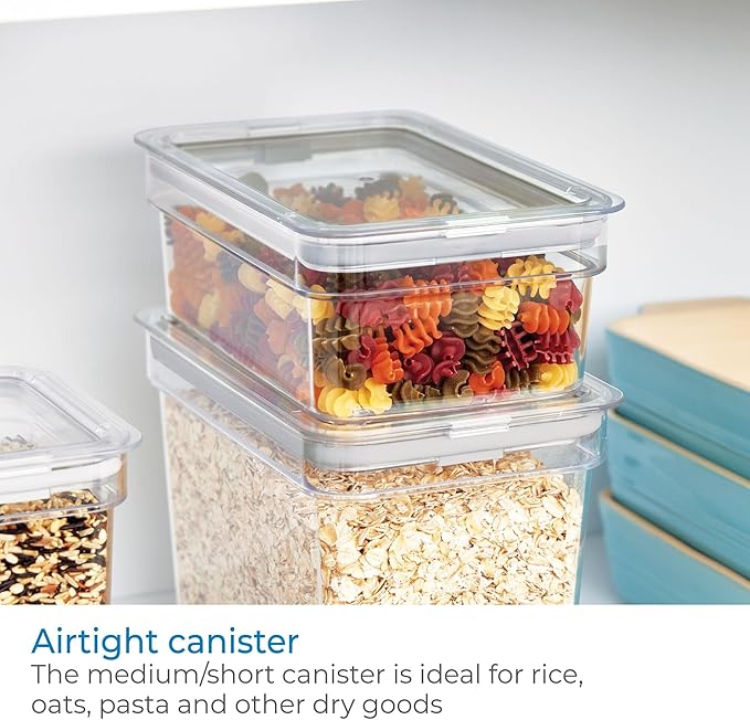 iDesign Medium Food Storage Bin with Airtight Lid for Kitchen or Pantry Storage - Set of 4 - Clear