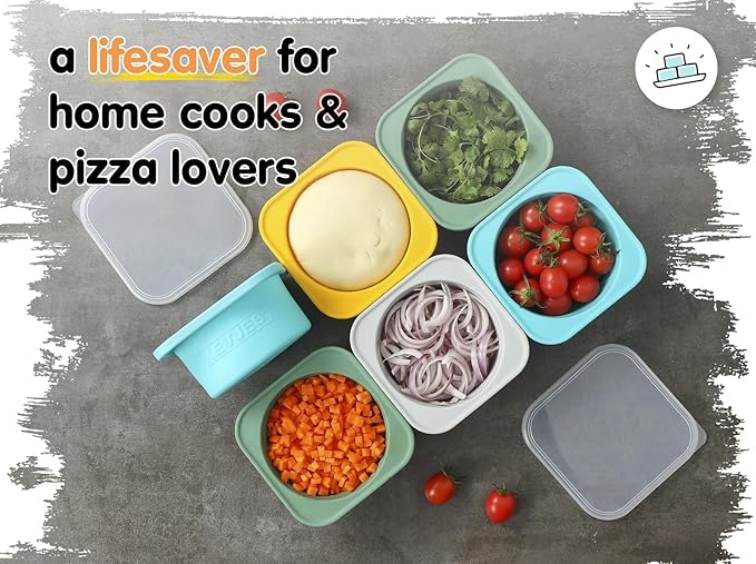 Stackable Silicone Artisan Pizza Dough Proofing Proving Containers with Lids-2/3/4/5 pack-500ml portion (Spacegrey, 5 PACK)