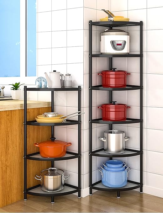 6-Tier Kitchen Pot Rack, Cookware Stand Storage Organizer ,Multi-Layer Corner Shelf Stand Stainless Steel Shelves for Kitchen