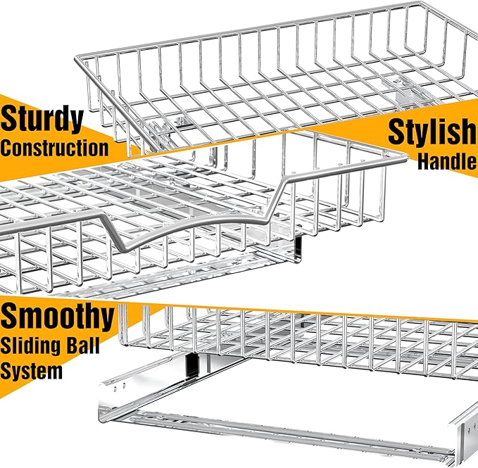 Simple Houseware Under Cabinet Pull Out Sliding Shelf Drawer Organizer, 21" D x 17" W