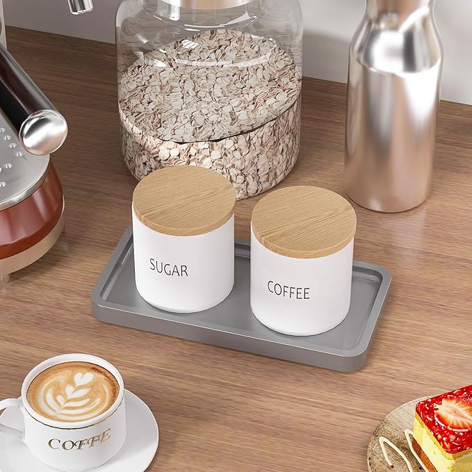 Weenson Small Bathroom Vanity Tray for Countertop Makeup Perfume Jewelry Decor Candle Keys, Bamboo Kitchen Tray for Soap Dispenser Spice, Small Catchall Tray Toilet Tank 7.9"L x 4"W x 0.79"H Silver