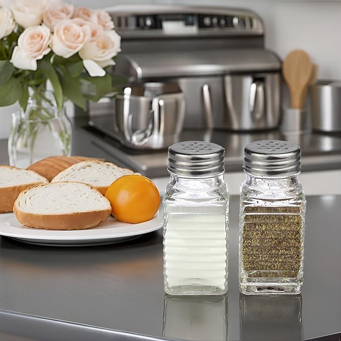 Salt and Pepper Glass Shakers Set Spice Jar (Modern)