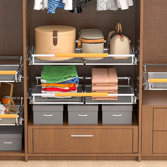 Pull Out Drawer Cabinet Organizer, Expandable Slide Out Storage Shelves for Cabinets, Under Sink and Wardrobe, 16.3"~26.3" Wide x 17.3" Deep, 1 Pack